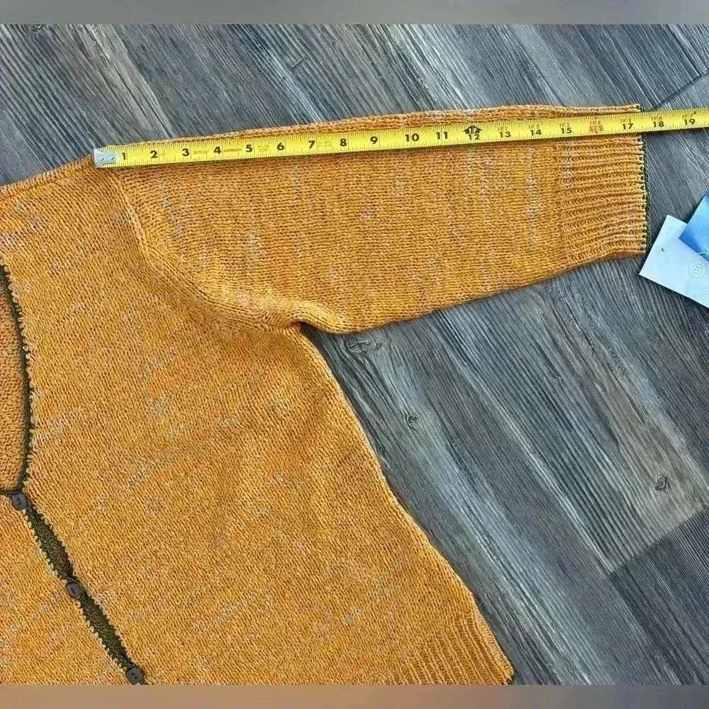 J.H. Collectibles Knit Cardigan Sweater Women’s Lg Orange Green 3/4 Sleeve NWT - Picture 6 of 11